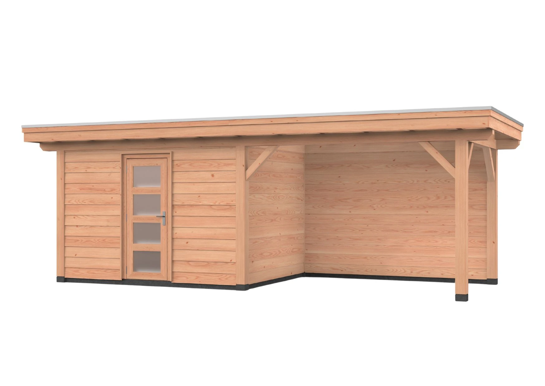 Douglas overkapping, 700 x 300, met schuur en achterwand, Westwood Vrijbuiter - Afbeelding 1